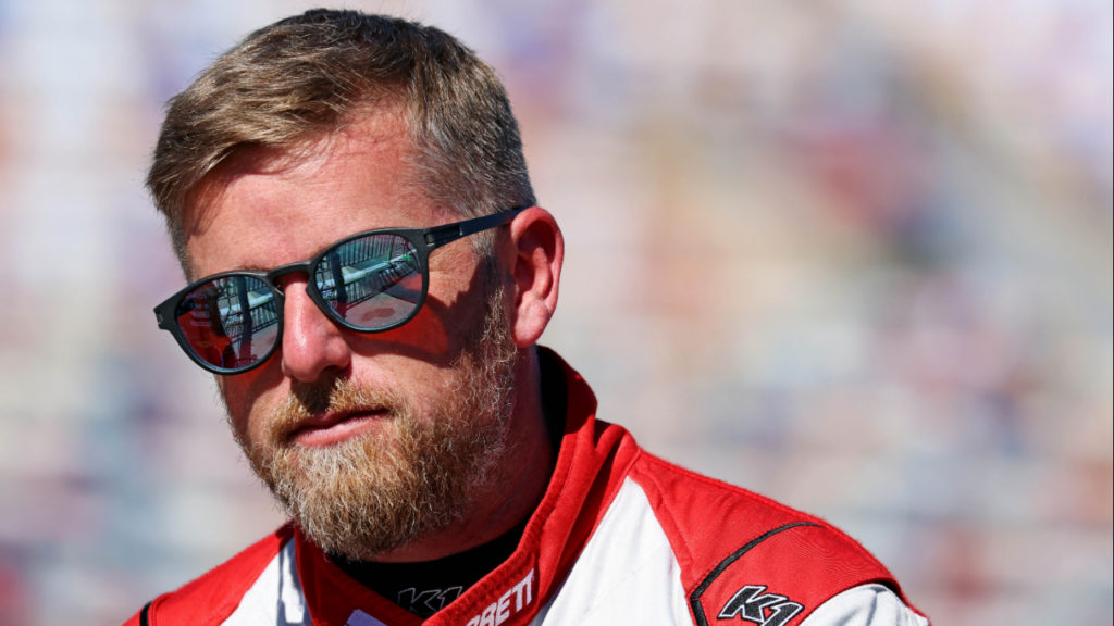 Xfinity Series driver Justin Allgaier (7) looks on before the Drive for the Cure 250 at Charlotte Motor Speedway Road Course.