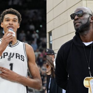 Victor Wembanyama (L) and Kevin Garnett (R)