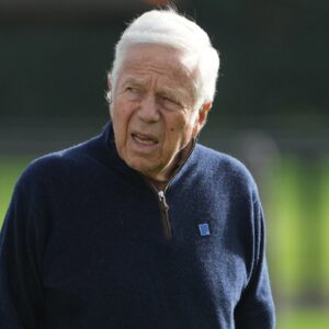 New England Patriots owner Robert Kraft during practice at the Harrow School.