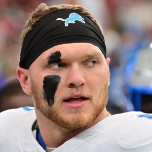 Detroit Lions defensive end Aidan Hutchinson (97) looks on prior to the game against the Arizona Cardinals at State Farm Stadium.
