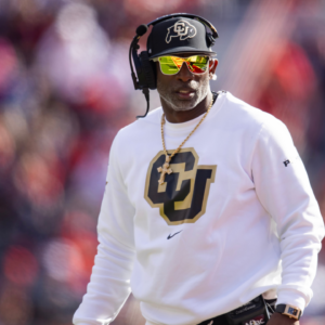 Colorado Buffalos head coach Deion Sanders against the Arizona Wildcats at Arizona Stadium.
