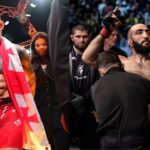 Ilia Topuria (L) and Belal Muhammad (R)