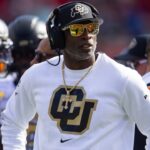 Colorado Buffalos head coach Deion Sanders against the Arizona Wildcats at Arizona Stadium.