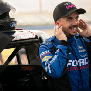 NASCAR Truck Series driver Frankie Muniz suits up before the Rackley Roofing 200 at Nashville Superspeedway in Lebanon, Tenn., Friday, June 28, 2024.
