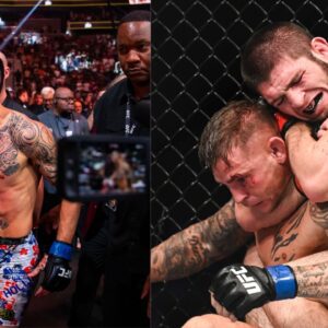 Max Holloway (L) and Khabib Nurmagomedov (R)