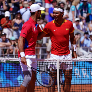 Novak Djokovic (SRB) plays against Rafael Nadal (ESP) in the men’s tennis singles second round during the Paris 2024 Olympic Summer Games