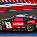 NASCAR Cup Series driver Kyle Busch (8) and NASCAR Cup Series driver Denny Hamlin (11) during the Bank of America ROVAL 400 at Charlotte Motor Speedway Road Course.