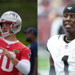 Drake Maye(L) and Travis Etienne Jr.(R)