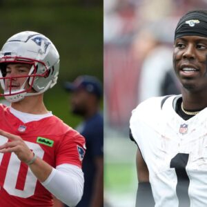 Drake Maye(L) and Travis Etienne Jr.(R)