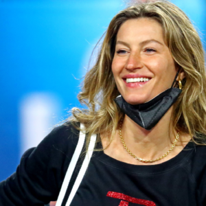 Tom Brady's wife Gisele Bundchen celebrates after the Tampa Bay Buccaneers beat the Kansas City Chiefs in Super Bowl LV at Raymond James Stadium.