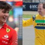 Oliver Bearman (L) and Sebastian Vettel (R)