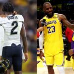 Deion Sanders and Shedeur Sanders(L), LeBron James and Bronny James(R)