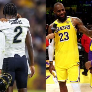 Deion Sanders and Shedeur Sanders(L), LeBron James and Bronny James(R)