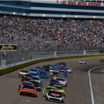 NASCAR Cup Series driver Christopher Bell (20) leads the restart of the South Point 400 at Las Vegas Motor Speedway.