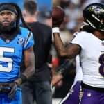 Diontae Johnson (L) and Lamar Jackson (R).