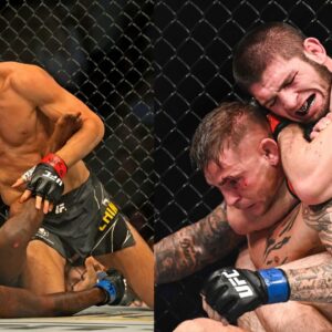 Khamzat Chimaev (L) and Khabib Nurmagomedov (R)