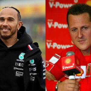 Lewis Hamilton (L) and Michael Schumacher (R)