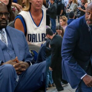 Shaquille O'Neal (L) and Alonzo Mourning (R).