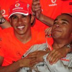 Lewis Hamilton (England McLaren Mercedes, left) celebrates his world championship title together with brother Nicholas Motorsport Grand Prix Men's Brazilian Grand Prix 2008