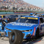 NASCAR Cup Series driver Kyle Larson (5) pits for service during the Straight Talk Wireless 400 at Homestead-Miami Speedway.