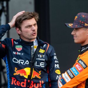 Max Verstappen Oracle Red Bull Racing, Netherlands, 01 talks to Lando Norris McLaren Formula 1 Team, Great Britain, 04 , MEX, Formula 1 World Championship, Grand Prix of Mexico City