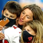 Tom Brady's wife Gisele Bundchen takes a selfie with her children Benjamin and Vivian after the Tampa Bay Buccaneers beat the Kansas City Chiefs in Super Bowl LV at Raymond James Stadium.
