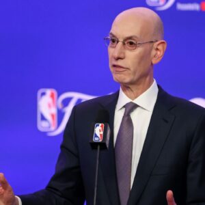 NBA commissioner Adam Silver speaks before game one of the 2024 NBA Finals between the Boston Celtics and the Dallas Mavericks at TD Garden.