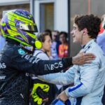 Lewis Hamilton and Franco Colapinto during Formula One Azerbaijan Grand Prix