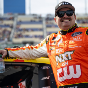 NASCAR Xfinity Series driver Cole Custer (00) stands by his car on pit lane before the NASCAR Xfinity Series Race at Kansas Speedway.