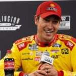 NASCAR Cup Series driver Joey Logano speaks with the media prior to practice for the Cook Out Southern 500 at Darlington Raceway.