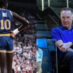 Manute Bol (L) and Chris Mullin (R)