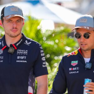 Austin, Texas, USA: Max Verstappen (NED) - an Sergio Perez (MEX) - Oracle Red Bull Racing - Red Bull RB20 - Honda RBPT during the Sprint Race of Formula 1 Pirelli United States Grand Prix 2024