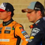 Lando Norris McLaren starting number 04 Max Verstappen Oracle Red Bull Racing starting number 1