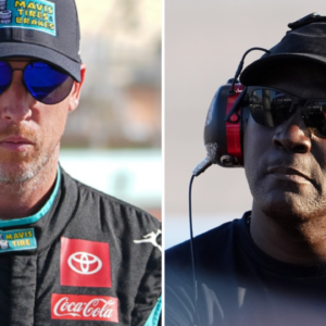 (L-R) Denny Hamlin and Michael Jordan