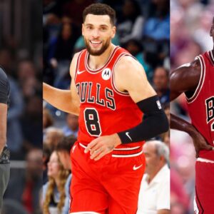 Vince Carter, Zach LaVine and Michael Jordan