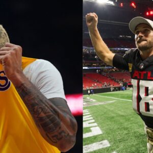 D'Angelo Russell (L) and Falcons QB Kirk Cousins (R)