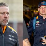 Zak Brown (L) and Max Verstappen (R)