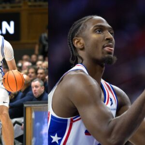 Cooper Flagg (L), Tyrese Maxey (R).