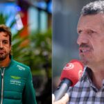 Guenther Steiner(L), Fernando Alonso(R)