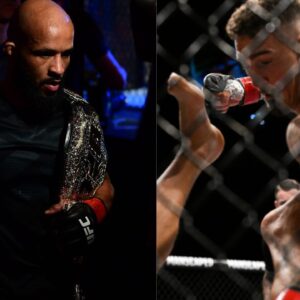 Demetrious Johnson (L), Tom Aspinall (R)