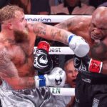 Netflix & Most Valuable Promotions Boxing Event Fight Night, AT&T Stadium, Arlington, Texas, United States 15 11 2024 Mike Tyson vs Jake Paul Jake Paul and Mike Tyson Jake Paul and Mike Tyson