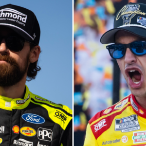 (L-R) NASCAR Cup Series champions Ryan Blaney and Joey Logano