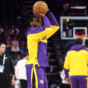 Los Angeles Lakers guard Bronny James (9) shoots during warm ups prior to the game against the Memphis Grizzlies at FedExForum.