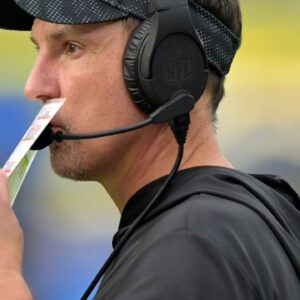 New Orleans Saints head coach Dennis Allen on the sidelines in the second half against the Los Angeles Chargers at SoFi Stadium.