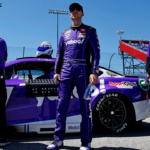 May 11, 2024; Darlington, South Carolina, USA; NASCAR Cup Series driver Denny Hamlin (11) during qualifying for the Goodyear 400 at Darlington Raceway. Mandatory Credit: Peter Casey-Imagn Images