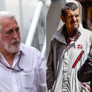 Lawrence Stroll(L), Guenther Steiner(C), Gene Haas(R)