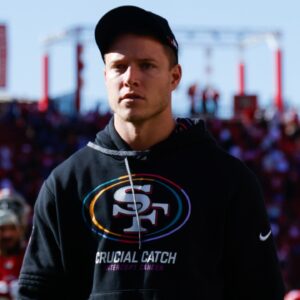 Sep 29, 2024; Santa Clara, California, USA; San Francisco 49ers running back Christian McCaffrey (23) walks off the field after the game against the New England Patriots at Levi's Stadium.