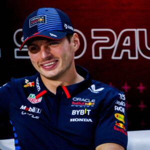 south of the capital of São Paulo. In the photo, the driver, Max Verstappen 1, RED BULL, during a press conference