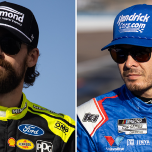 (L-R) NASCAR Cup Series drivers Ryan Blaney & Kyle Larson.