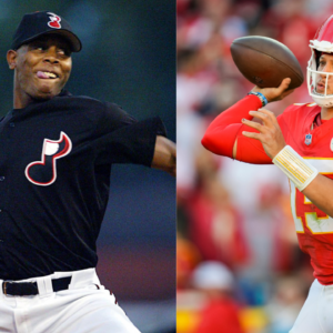 Pat Mahomes Sr (L) and Patrick Mahomes (R)